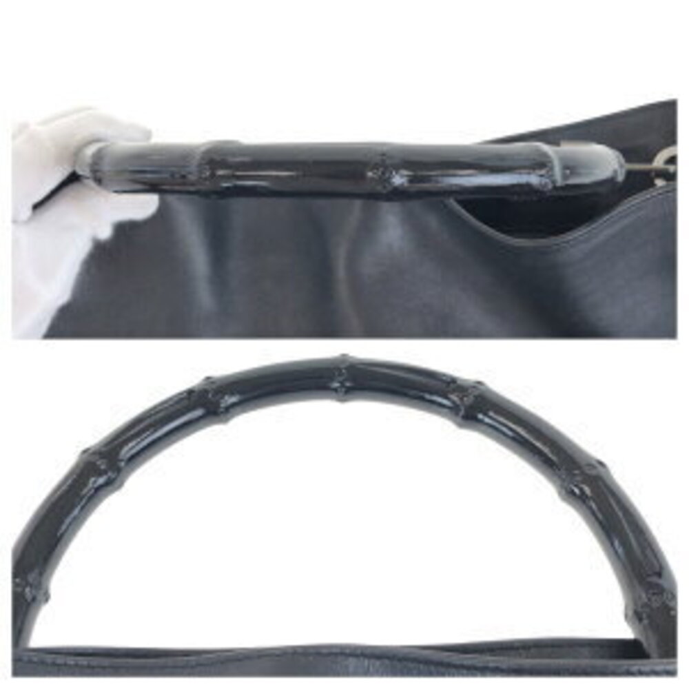 Gucci Bamboo Black Top Handle Bag Shoulder Leather - Picture 10 of 10